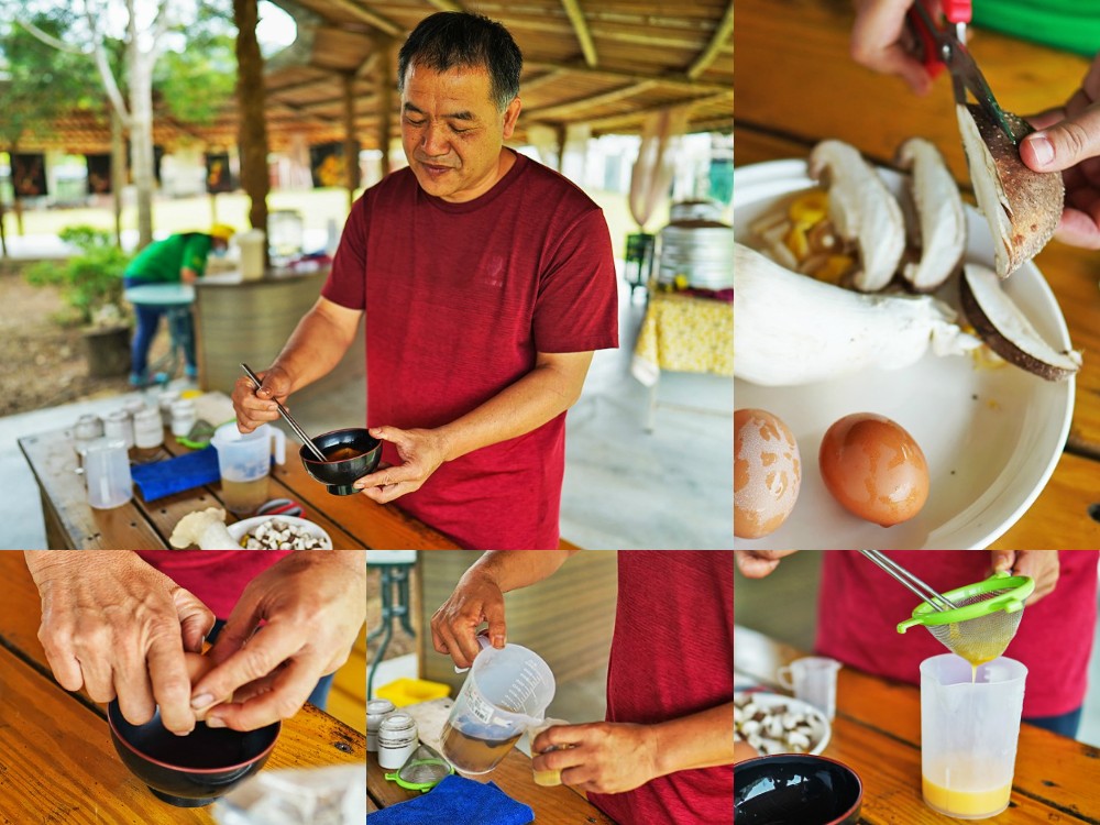 台中新社景點-百菇莊 新社親子一日遊 在隱藏版世外桃源 採香菇、餵雞撿雞蛋、蒸蛋DIY 品嚐香菇流沙包