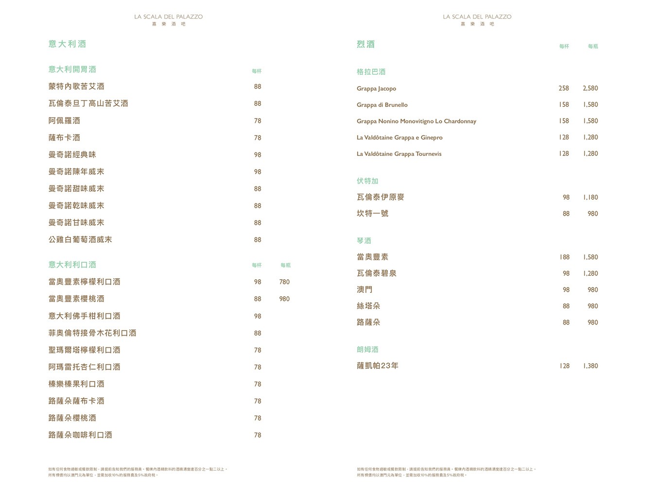 嘉樂酒吧 菜單01 澳門美食 上葡京綜合度假村 澳門下午茶 餐廳 澳門 路氹 Gianni Versace