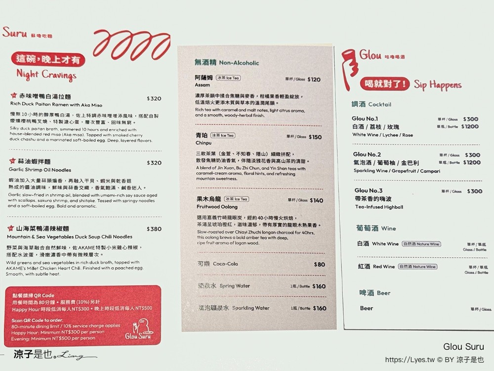 Glou Suru 菜單 台中拉麵推薦 新開幕餐廳 鳥苑 AKAME主廚 單人餐廳 台中酒吧 台中西區美食 精誠商圈