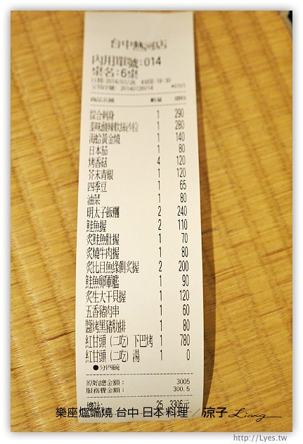 台中-樂座爐端燒 日本料理-有氣氛、料理好吃、服務一般、價位偏貴的日式餐廳