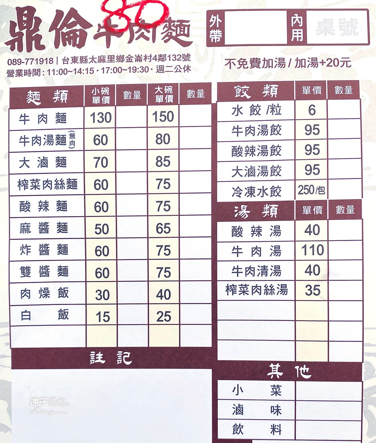 鼎倫牛肉麵 菜單 台東太麻里美食 金崙車站小吃 秘境海灘排隊美食