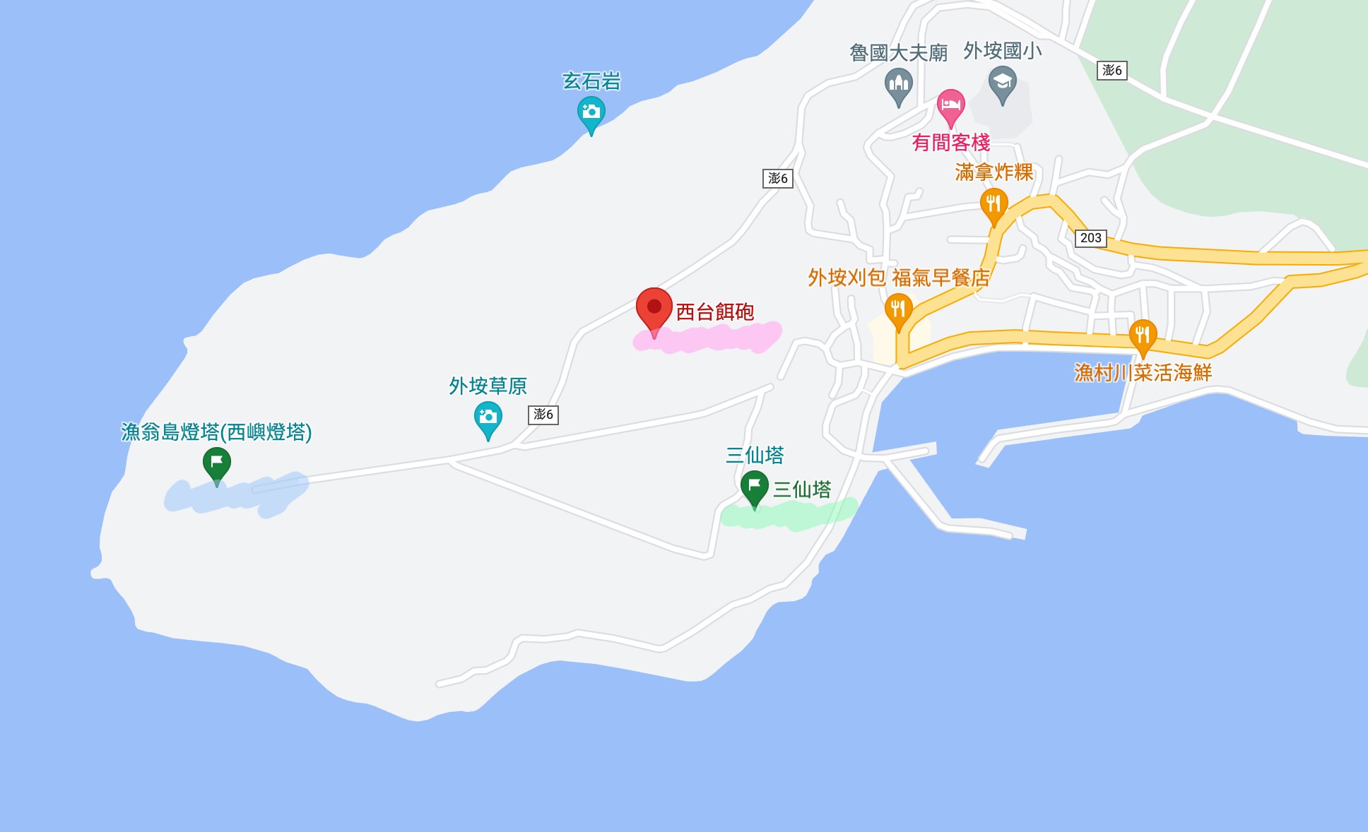 澎湖景點-外垵餌砲 外垵漁港 西嶼燈塔-異國風絕美漁港、西嶼夢幻白色漁翁島燈塔 台版聖托里尼與阿瑪菲海岸