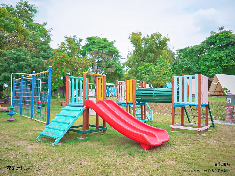 清水那方 彰化親子景點 氣墊兒童戲水池 沙坑 泡腳 餐廳 野餐 豪華懶人露營 溫泉泡湯