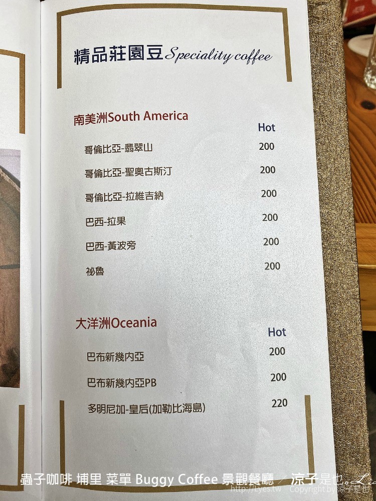 蟲子咖啡 埔里 菜單 buggy coffee 景觀餐廳