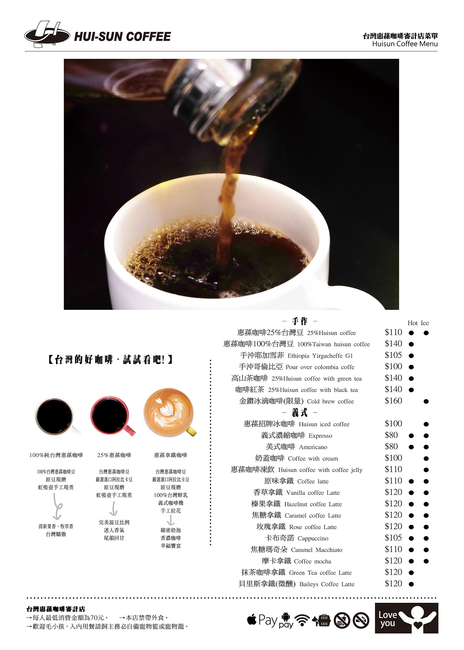 台灣惠蓀咖啡 審計 菜單