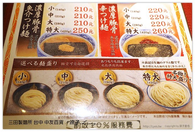 台中-三田製麵所 中友百貨地下美食街的Q彈日本沾麵
