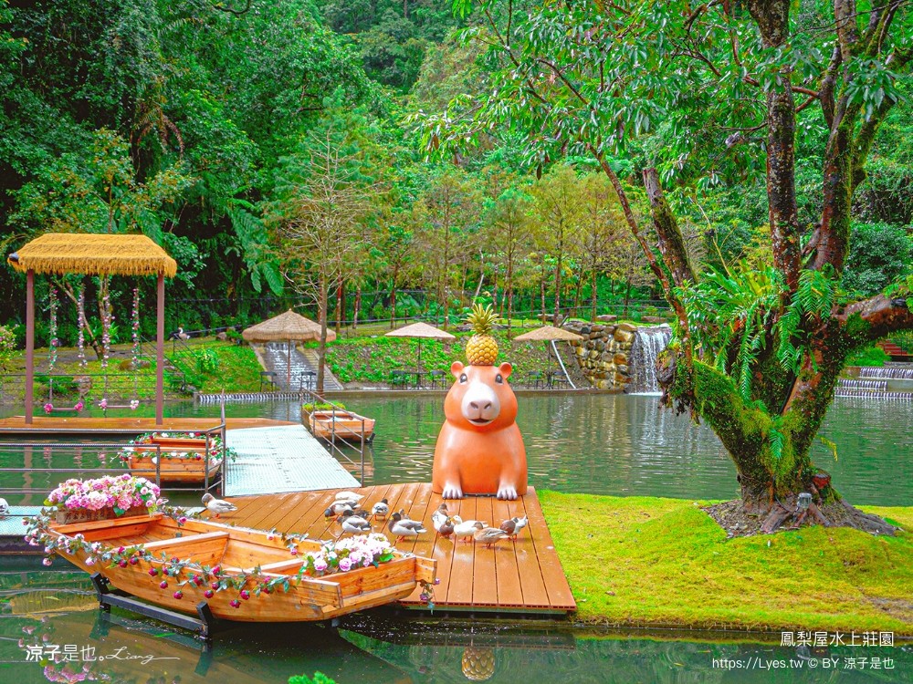 鳳梨屋水上莊園 宜蘭景點 一日遊 鳳梨屋門票 戲水池 動物園 水豚君 網美景點 水簾鞦韆 鳳梨泳池 餵羊 宜蘭豪華懶人露營 Villa 網美景點