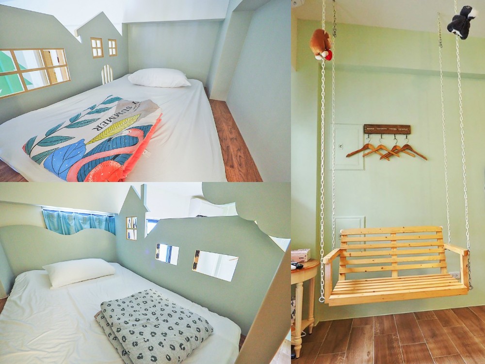 宜蘭住宿-斑鳩小鎮森活民宿 五結北歐風親子民宿 溜滑梯房型、電動車好放電