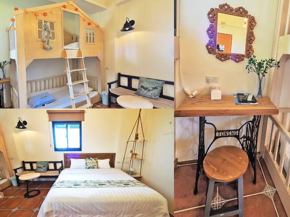 宜蘭住宿-斑鳩小鎮森活民宿 五結北歐風親子民宿 溜滑梯房型、電動車好放電