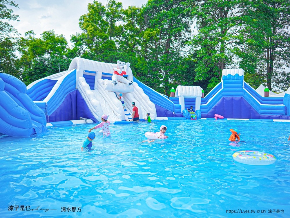 清水那方 彰化親子景點 氣墊兒童戲水池 沙坑 泡腳 餐廳 野餐 豪華懶人露營 溫泉泡湯