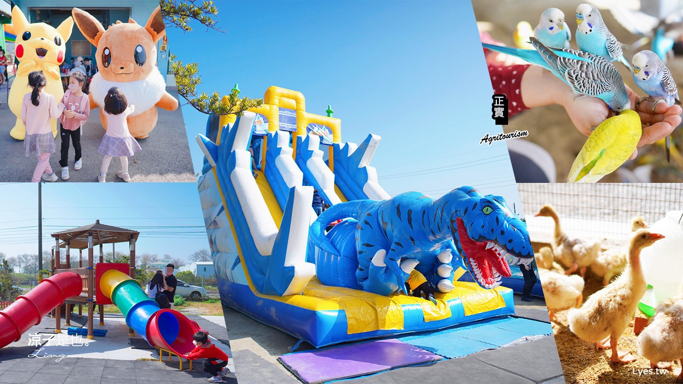 正實親子農場 門票 彰化 親子景點 撿雞蛋 氣墊樂園 溜滑梯 免費 餵小動物體驗 沙坑