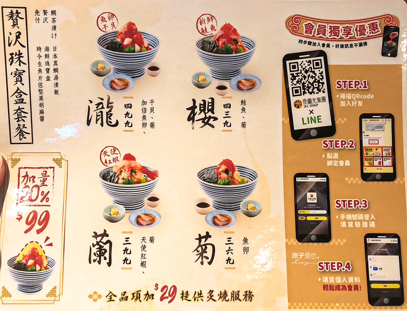 日本橋海鮮丼辻半 菜單 台中 LaLaport 北館 美食街 獨創吃法 東京第一 海鮮丼 名店 Tsujihan